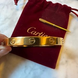 Cartier love bracelet yellow gold size 19 with screw, wide size 6mm